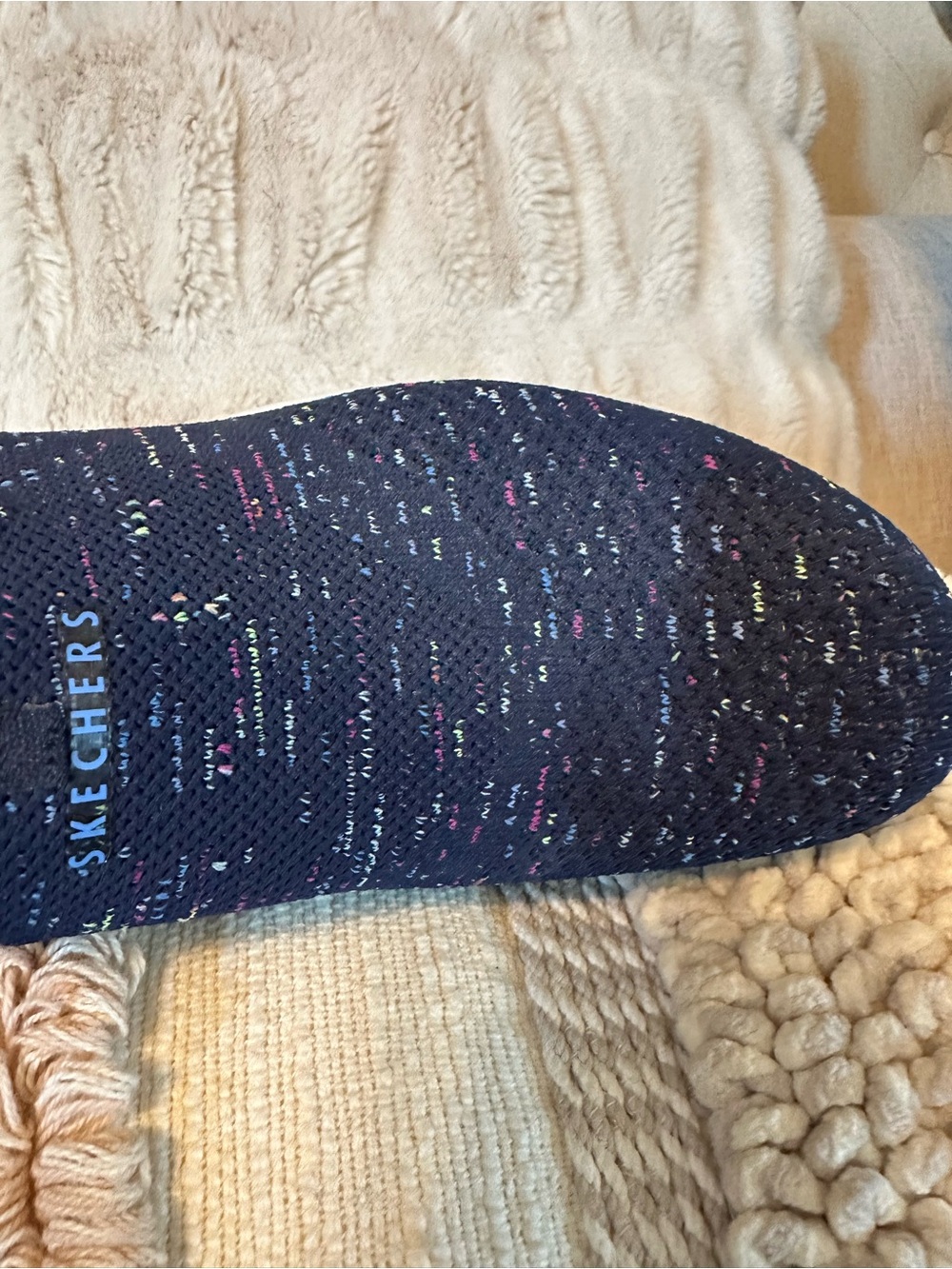 Skechers Navy Knit Slip-On Arch Fit Sneakers with Multicolor Flecks - Picture 4 of 6